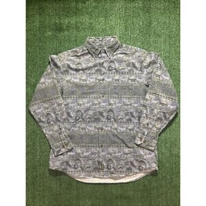 Woolrich Deer Flannel Button Up Long Sleev Shirt Men's Large